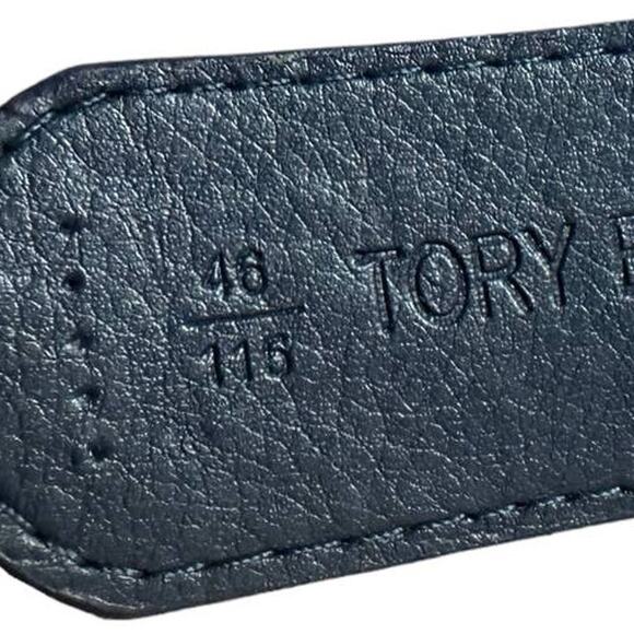 tory burch women classic monogram logo dark blue belt 1.5 Width 46/115 main image 9
